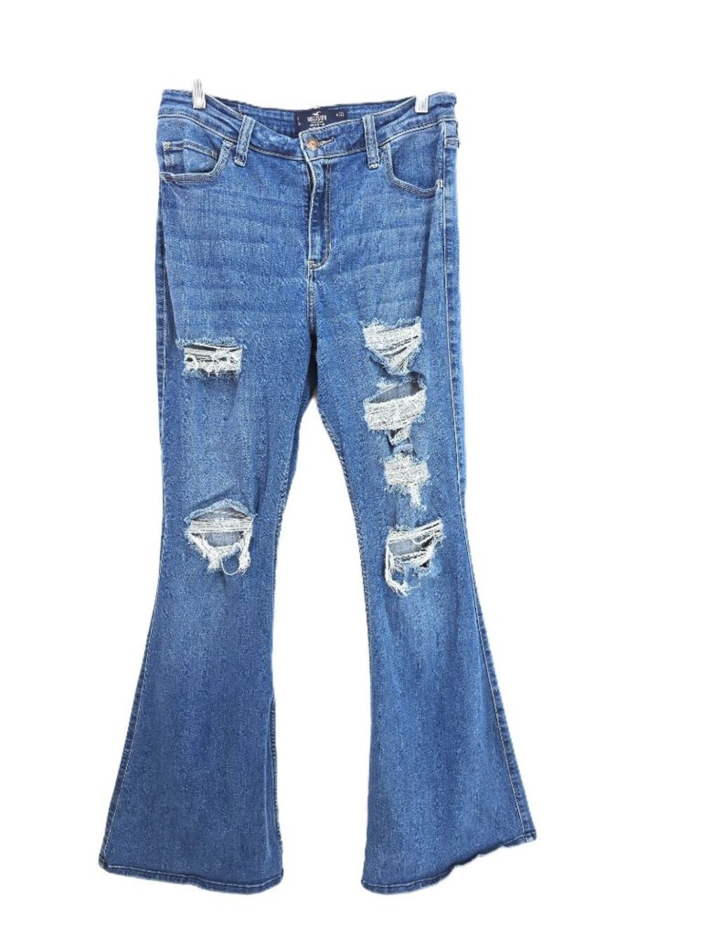 HOllister Y2K HIgh Rise Flare Distressed Denim Jeans Women Size 32L